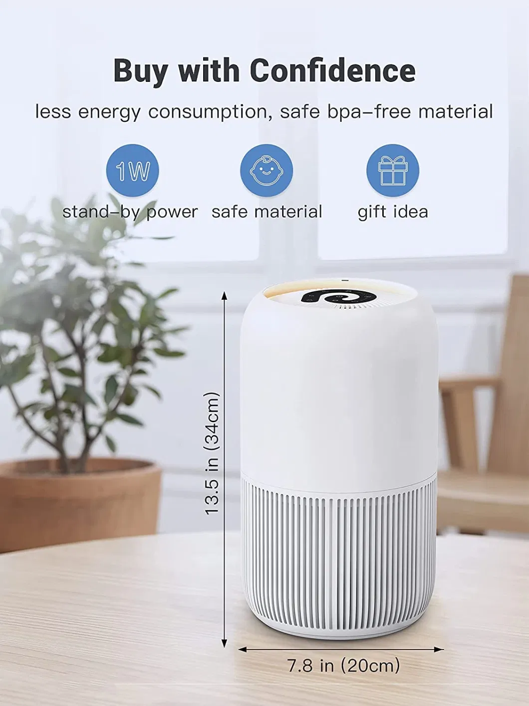 Home Use Air Cleaner Super Quiet HEPA Purifier Household Air Purifier with Touch Screen Switch