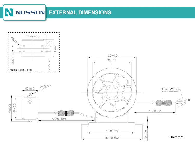 Greenhouse Extractor Fans Circular Duct Fan 125mm Silent Mixed-Flow Fan